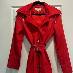 Michael Kors Red Rain Jacket with Hood